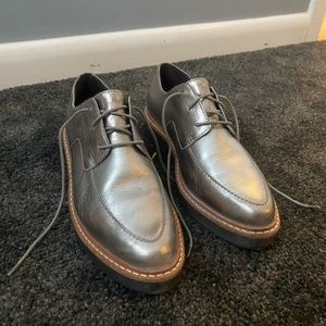 Silver leather flats